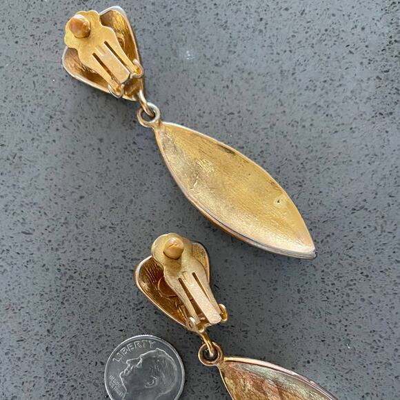 Bijoux Designs New York Vintage Dangling Clip Earrings with Rhinestones & Enamel - Picture 5 of 5